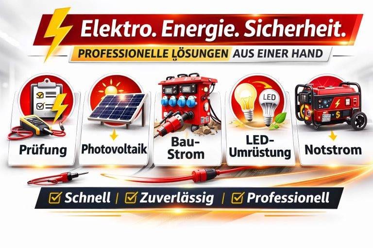 Elektriker - Elektroinstallationen Berlin Ihr Elektriker in Berlin: Prüfung, Photovoltaik, Baustrom, LED Umrüstung, Notstrom. Schnell, zuverlässig, professionell.